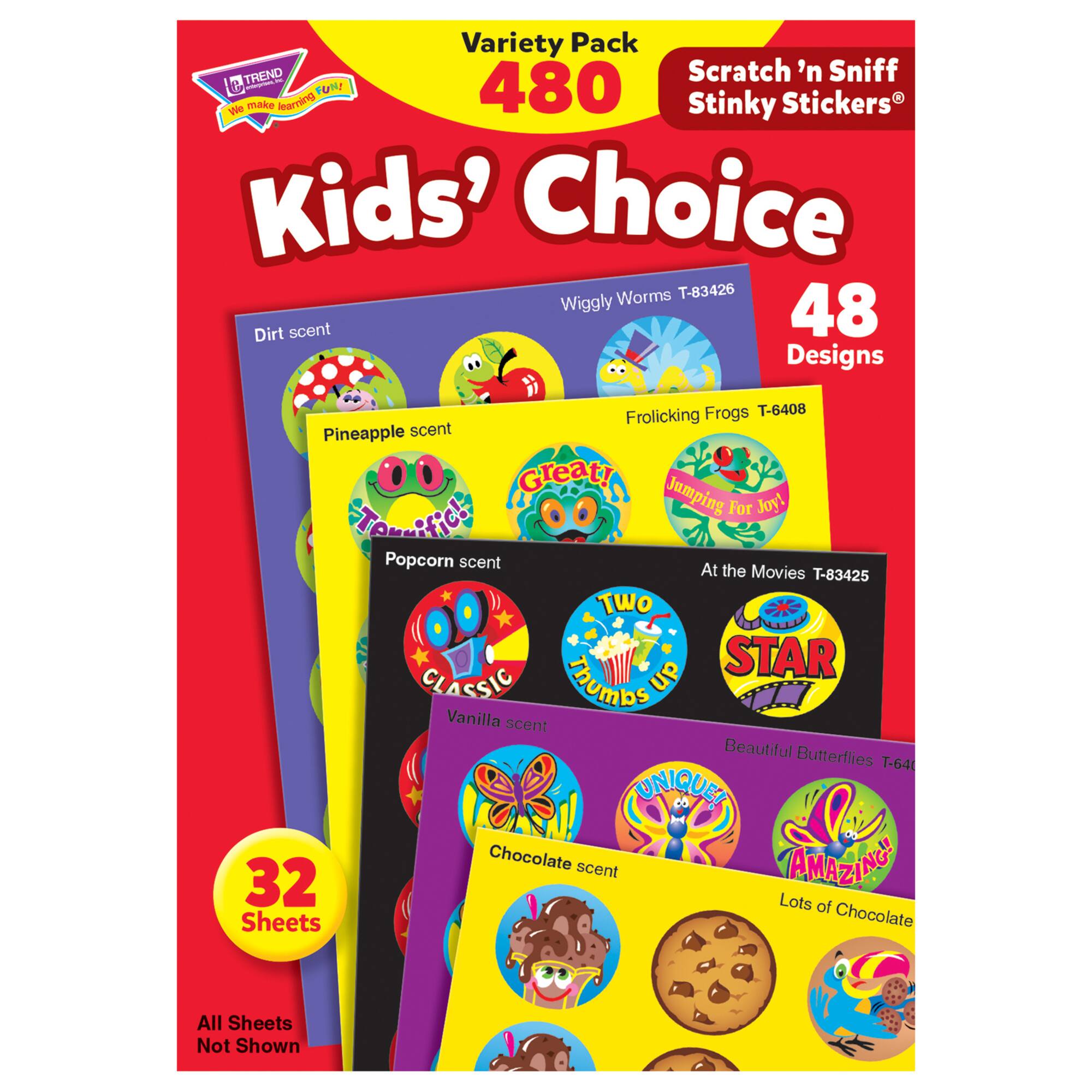 Trend Enterprises® 1” Round Kids' Choice Stinky Stickers®, 480 Pack